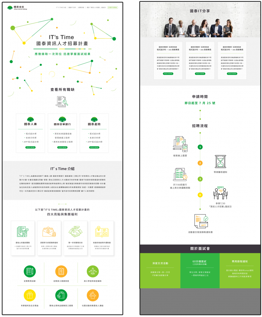 Web page design for Cathay’s IT’s Time recruitment campaign