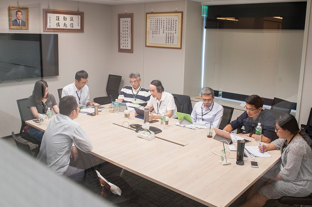 An interview taking place in a meeting room